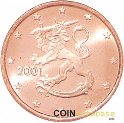 1 cent 2001 Large Obverse coin