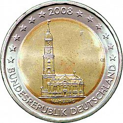 2 Euro 2008 Large Obverse coin