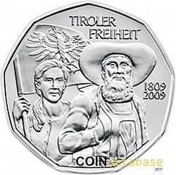 5 Euro 2009 Large Obverse coin