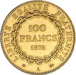 Large Reverse for 100 Francs 1878 coin
