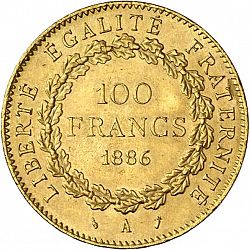 Large Reverse for 100 Francs 1886 coin
