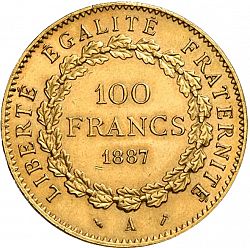 Large Reverse for 100 Francs 1887 coin