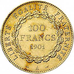 Large Reverse for 100 Francs 1901 coin