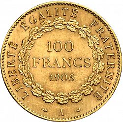 Large Reverse for 100 Francs 1906 coin