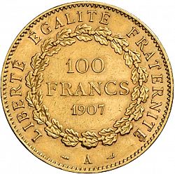 Large Reverse for 100 Francs 1907 coin