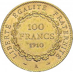 Large Reverse for 100 Francs 1910 coin