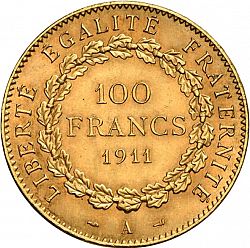 Large Reverse for 100 Francs 1911 coin