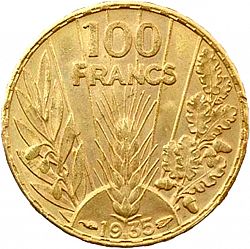Large Reverse for 100 Francs 1935 coin