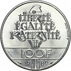 Large Reverse for 100 Francs 1989 coin