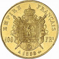 Large Reverse for 100 Francs 1858 coin
