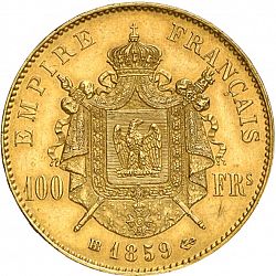 Large Reverse for 100 Francs 1859 coin
