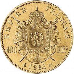 Large Reverse for 100 Francs 1864 coin