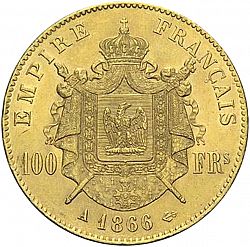 Large Reverse for 100 Francs 1866 coin