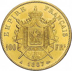 Large Reverse for 100 Francs 1867 coin