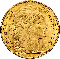 Large Obverse for 10 Francs 1907 coin