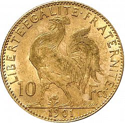 Large Reverse for 10 Francs 1901 coin