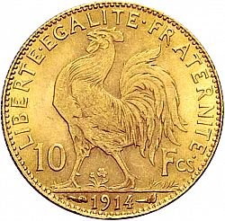 Large Reverse for 10 Francs 1914 coin