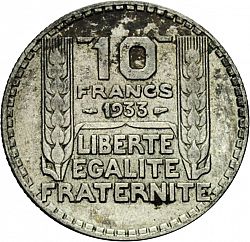 Large Reverse for 10 Francs 1933 coin