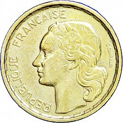 Large Obverse for 10 Francs 1950 coin