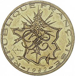 Large Obverse for 10 Francs 1982 coin