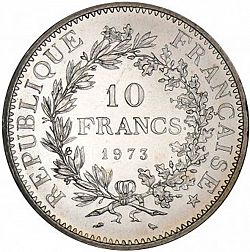 Large Reverse for 10 Francs 1973 coin