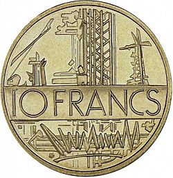 Large Reverse for 10 Francs 1982 coin
