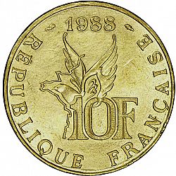 Large Reverse for 10 Francs 1988 coin