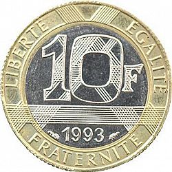 Large Reverse for 10 Francs 1993 coin
