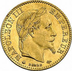Large Obverse for 10 Francs 1864 coin