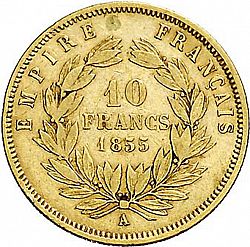 Large Reverse for 10 Francs 1855 coin