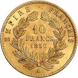 Large Reverse for 10 Francs 1856 coin