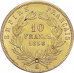 Large Reverse for 10 Francs 1858 coin