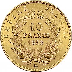 Large Reverse for 10 Francs 1858 coin