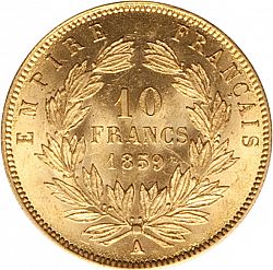 Large Reverse for 10 Francs 1859 coin