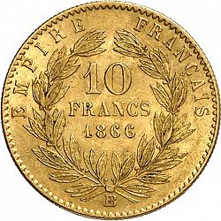 Large Reverse for 10 Francs 1866 coin