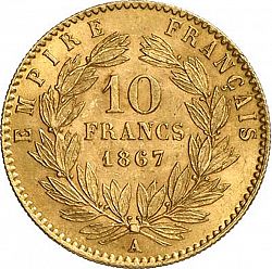 Large Reverse for 10 Francs 1867 coin