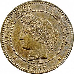 Large Obverse for 10 Centimes 1885 coin