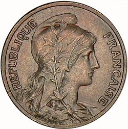 Large Obverse for 10 Centimes 1908 coin