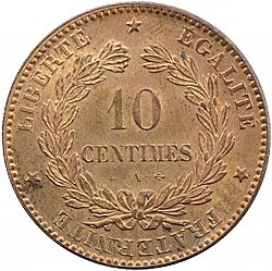 Large Reverse for 10 Centimes 1872 coin