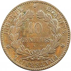 Large Reverse for 10 Centimes 1876 coin