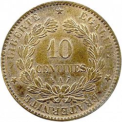 Large Reverse for 10 Centimes 1885 coin