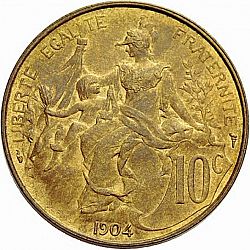 Large Reverse for 10 Centimes 1904 coin