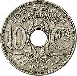 Large Reverse for 10 Centimes 1931 coin