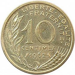 Large Reverse for 10 Centimes 1962 coin