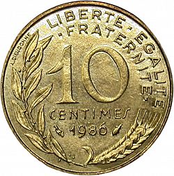 Large Reverse for 10 Centimes 1986 coin