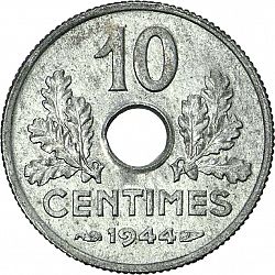 Large Reverse for 10 Centimes 1944 coin