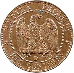 Large Reverse for 10 Centimes 1854 coin