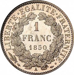 Large Reverse for 1 Franc 1850 coin