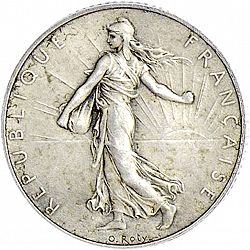 Large Obverse for 1 Franc 1898 coin