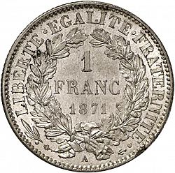 Large Reverse for 1 Franc 1871 coin